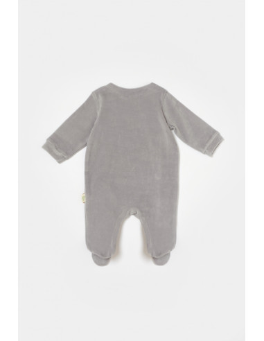 UP-BC-CSYK6041-0,Salopeta Elefant cu maneca lunga si botosei din 80%bumbac organic si 20% poliester - Gri, BabyCosy, Diverse mar