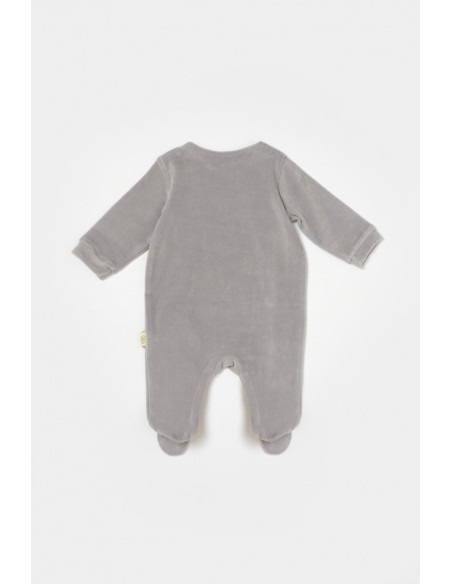 UP-BC-CSYK6041-0,Salopeta Elefant cu maneca lunga si botosei din 80%bumbac organic si 20% poliester - Gri, BabyCosy, Diverse mar