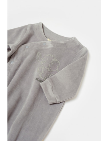 UP-BC-CSYK6041-0,Salopeta Elefant cu maneca lunga si botosei din 80%bumbac organic si 20% poliester - Gri, BabyCosy, Diverse mar