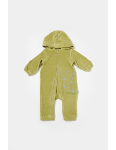 UP-BC-CSYK6043-3,Salopeta Elefant cu maneca lunga si gluga din 80%bumbac organic si 20% poliester - Verde, BabyCosy, Diverse mar 2