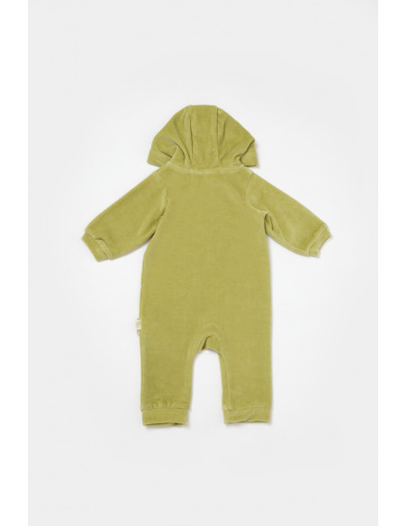 UP-BC-CSYK6043-3,Salopeta Elefant cu maneca lunga si gluga din 80%bumbac organic si 20% poliester - Verde, BabyCosy, Diverse mar