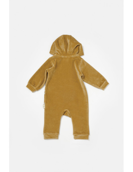 UP-BC-CSYK6045-3,Salopeta Elefant cu maneca lunga si gluga din 80%bumbac organic si 20% poliester - Mustar, BabyCosy, Diverse ma