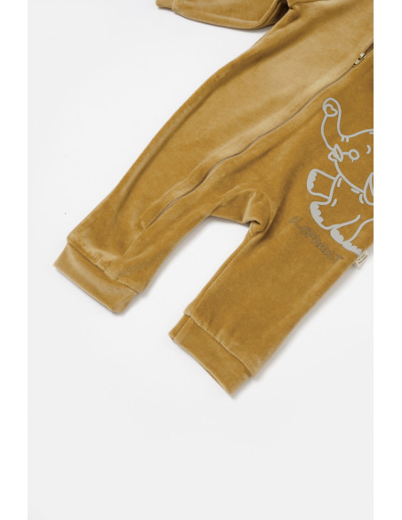 UP-BC-CSYK6045-3,Salopeta Elefant cu maneca lunga si gluga din 80%bumbac organic si 20% poliester - Mustar, BabyCosy, Diverse ma