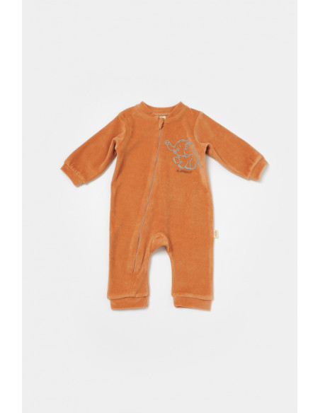 UP-BC-CSYK6054-3,Salopeta Elefant cu maneca lunga din 80%bumbac organic si 20% poliester - Caramiziu, BabyCosy, Diverse marimi