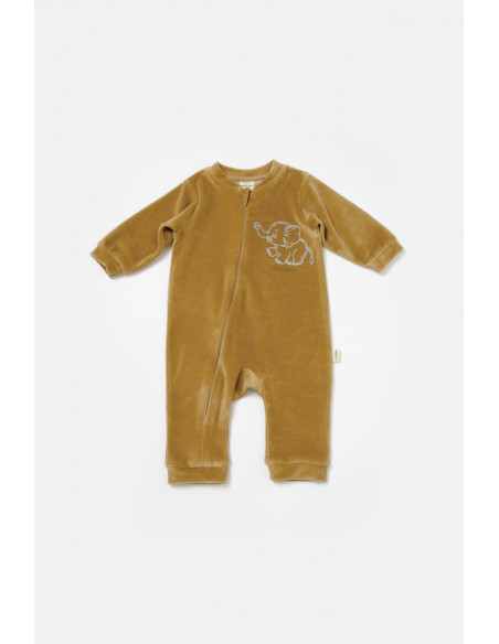 UP-BC-CSYK6055-3,Salopeta Elefant cu maneca lunga din 80%bumbac organic si 20% poliester - Mustar, BabyCosy, Diverse marimi