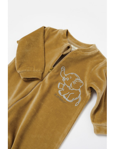 UP-BC-CSYK6055-3,Salopeta Elefant cu maneca lunga din 80%bumbac organic si 20% poliester - Mustar, BabyCosy, Diverse marimi