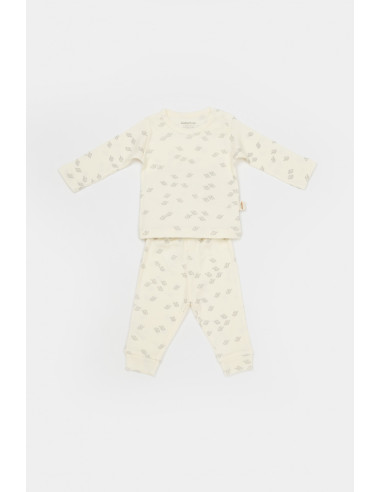 UP-BC-CSYM25500-3,Set 3 piese:bluza, pantaloni si caciulita Printed, BabyCosy, 50% modal+50% bumbac, Ecru, Diverse marimi