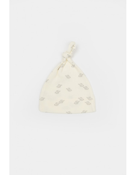 UP-BC-CSYM25500-3,Set 3 piese:bluza, pantaloni si caciulita Printed, BabyCosy, 50% modal+50% bumbac, Ecru, Diverse marimi