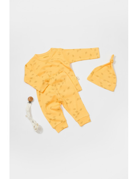 UP-BC-CSYM25502-3,Set 3 piese:bluza, pantaloni si caciulita Printed, BabyCosy, 50% modal+50% bumbac, Lamaie, Diverse marimi