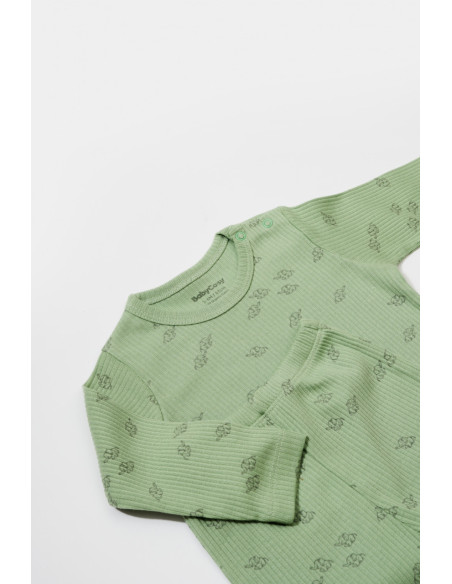 UP-BC-CSYM25503-3,Set 3 piese:bluza, pantaloni si caciulita Printed, BabyCosy, 50% modal+50% bumbac, Verde, Diverse marimi