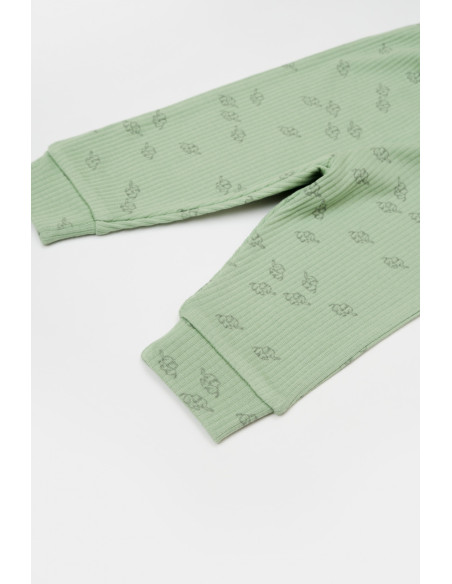 UP-BC-CSYM25503-3,Set 3 piese:bluza, pantaloni si caciulita Printed, BabyCosy, 50% modal+50% bumbac, Verde, Diverse marimi