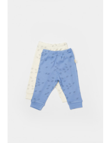 UP-CSYM11617-3,Set 2 pantalonasi Printed, BabyCosy, 50% modal+50% bumbac, Ecru/Lavanda, Diverse marimi