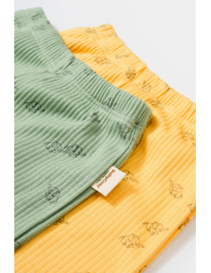 UP-CSYM11618-3,Set 2 pantalonasi Printed, BabyCosy, 50% modal+50% bumbac, Verde/Lamaie, Diverse marimi 2