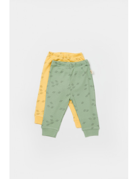 UP-CSYM11618-3,Set 2 pantalonasi Printed, BabyCosy, 50% modal+50% bumbac, Verde/Lamaie, Diverse marimi