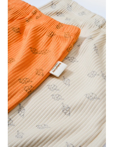 UP-CSYM11619-3,Set 2 pantalonasi Printed, BabyCosy, 50% modal+50% bumbac, Stone/Apricot, Diverse marimi