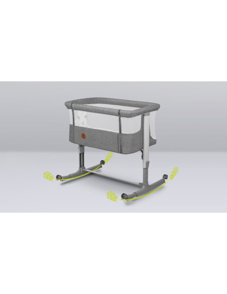 BN-LO-AURORA_GREY_CONCRETE,Lionelo - Patut co-sleeper 3 in 1, Aurora, Cu leganare si setare unghiulara, Include saltea cu densit