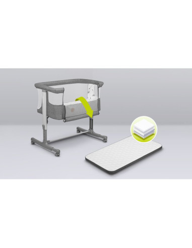 BN-LO-AURORA_GREY_CONCRETE,Lionelo - Patut co-sleeper 3 in 1, Aurora, Cu leganare si setare unghiulara, Include saltea cu densit