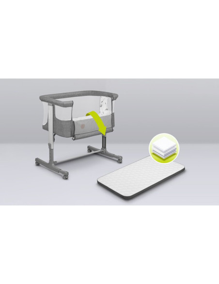 BN-LO-AURORA_GREY_CONCRETE,Lionelo - Patut co-sleeper 3 in 1, Aurora, Cu leganare si setare unghiulara, Include saltea cu densit