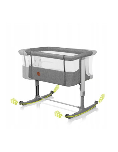 BN-LO-AURORA_GREY_CONCRETE,Lionelo - Patut co-sleeper 3 in 1, Aurora, Cu leganare si setare unghiulara, Include saltea cu densit