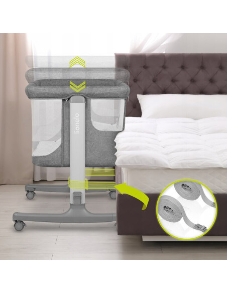 BN-LO-AURORA_GREY_CONCRETE,Lionelo - Patut co-sleeper 3 in 1, Aurora, Cu leganare si setare unghiulara, Include saltea cu densit