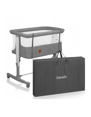 BN-LO-AURORA_GREY_CONCRETE,Lionelo - Patut co-sleeper 3 in 1, Aurora, Cu leganare si setare unghiulara, Include saltea cu densit