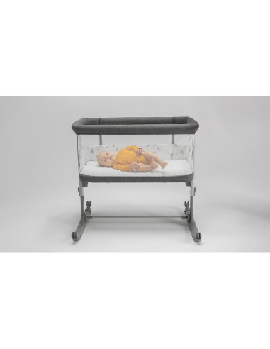 BN-LO-AURORA_GREY_CONCRETE,Lionelo - Patut co-sleeper 3 in 1, Aurora, Cu leganare si setare unghiulara, Include saltea cu densit