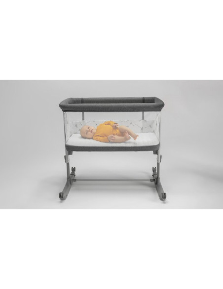 BN-LO-AURORA_GREY_CONCRETE,Lionelo - Patut co-sleeper 3 in 1, Aurora, Cu leganare si setare unghiulara, Include saltea cu densit