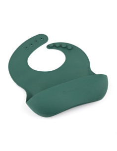 BN-706817,Petite&Mars - Baveta moale Take&Match, Reglabil, Cu buzunar colector, Silicon, Fara BPA, 6 luni+, Verde 2