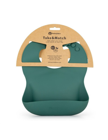 BN-706817,Petite&Mars - Baveta moale Take&Match, Reglabil, Cu buzunar colector, Silicon, Fara BPA, 6 luni+, Verde BN-706817,Petite&Mars - Baveta moale Take&Match, Reglabil, Cu buzunar colector, Silicon, Fara BPA, 6 luni+, Verde