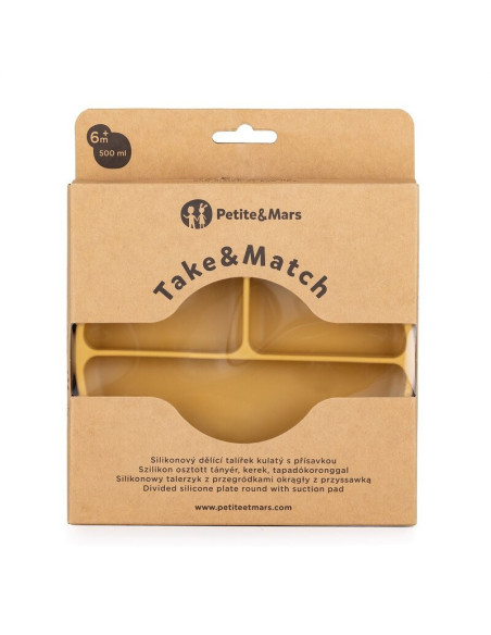 BN-715819,Petite&Mars - Farfurie compartimentata Take&Match, Rotunda, Cu ventuza si 3 compartimente, Silicon, Fara BPA, 500 ml,  BN-715819,Petite&Mars - Farfurie compartimentata Take&Match, Rotunda, Cu ventuza si 3 compartimente, Silicon, Fara BPA, 500 ml,