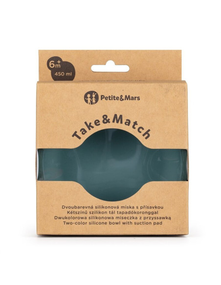 BN-718817,Petite&Mars - Bol Take&Match, Cu ventuza, Silicon, Fara BPA, 450 ml, 6 luni+, Verde BN-718817,Petite&Mars - Bol Take&Match, Cu ventuza, Silicon, Fara BPA, 450 ml, 6 luni+, Verde