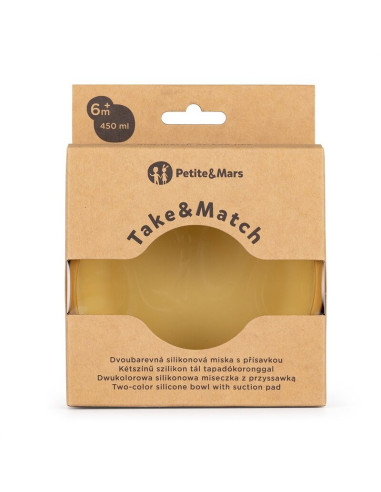 BN-718819,Petite&Mars - Bol Take&Match, Cu ventuza, Silicon, Fara BPA, 450 ml, 6 luni+, Galben BN-718819,Petite&Mars - Bol Take&Match, Cu ventuza, Silicon, Fara BPA, 450 ml, 6 luni+, Galben