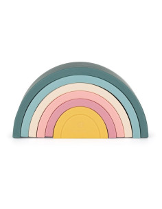 BN-599817,Petite&Mars - Jucarie pentru stivuire, Curcubeu, 14x7.5x5 cm, Silicon, Fara BPA, 6 piese, 12 luni+, Verde 2