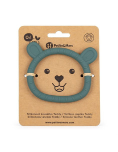 BN-722817,Petite&Mars - Inel pentru dentitie, Ursulet, Moale, Efect calmant al gingiilor, Silicon, Fara BPA, 0 luni+, Verde 2