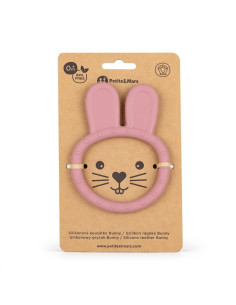 BN-723820,Petite&Mars - Inel pentru dentitie, Iepuras, Moale, Efect calmant al gingiilor, Silicon, Fara BPA, 0 luni+, Roz 2