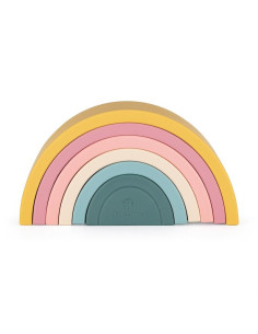 BN-599819,Petite&Mars - Jucarie pentru stivuire, Curcubeu, 14x7.5x5 cm, Silicon, Fara BPA, 6 piese, 12 luni+, Galben 2