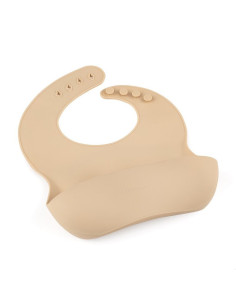 BN-706818,Petite&Mars - Baveta moale Take&Match, Reglabil, Cu buzunar colector, Silicon, Fara BPA, 6 luni+, Bej 2