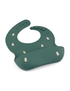 BN-706717,Petite&Mars - Baveta moale Take&Match, Reglabil, Cu buzunar colector, Silicon, Fara BPA, 6 luni+, Model dinozauri, Ver 2