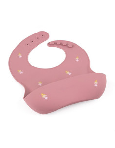 BN-706720,Petite&Mars - Baveta moale Take&Match, Reglabil, Cu buzunar colector, Silicon, Fara BPA, 6 luni+, Model printese, Roz 2