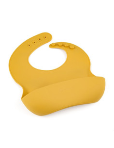 BN-706819,Petite&Mars - Baveta moale Take&Match, Reglabil, Cu buzunar colector, Silicon, Fara BPA, 6 luni+, Galben 2