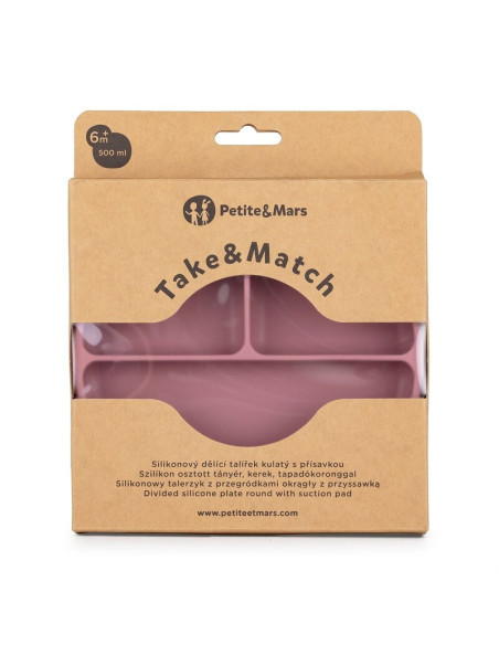 BN-715820,Petite&Mars - Farfurie compartimentata Take&Match, Rotunda, Cu ventuza si 3 compartimente, Silicon, Fara BPA, 500 ml,  BN-715820,Petite&Mars - Farfurie compartimentata Take&Match, Rotunda, Cu ventuza si 3 compartimente, Silicon, Fara BPA, 500 ml,