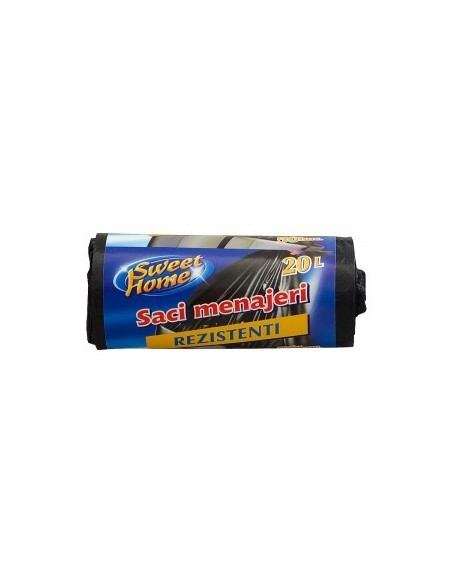 Saci menaj HDPE, 20 L, 50 buc/rola, Negru Saci menaj HDPE, 20 L, 50 buc/rola, Negru