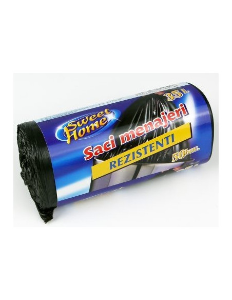 Saci menaj HDPE, 35 L, 50 buc/rola, Negri Saci menaj HDPE, 35 L, 50 buc/rola, Negri