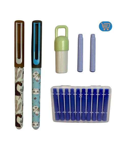 EAN-7290+8101,Set stilouri cu cerneala termosensibila + Rezerve, Motiv Panda