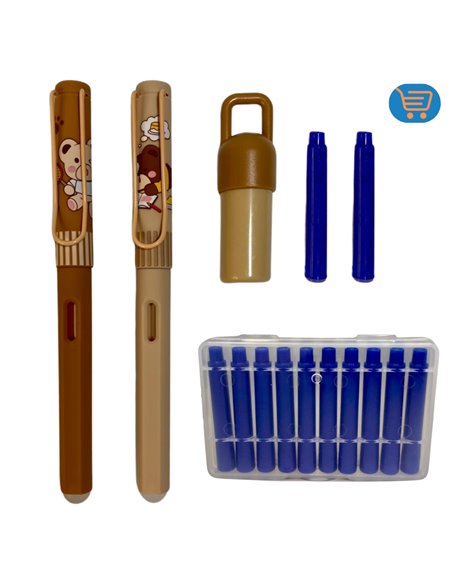 EAN-8071+8101,Set stilouri cu cerneala termosensibila + Rezerve, Motiv Ursulet