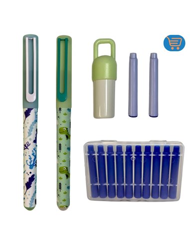 EAN-7283+8101,Set stilouri cu cerneala termosensibila + Rezerve, Motiv Lumea dinozaurilor