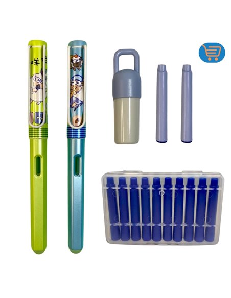 EAN-7276+8101,Set stilouri cu cerneala termosensibila + Rezerve, Sheep world, Verde