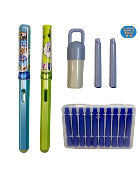 EAN-7252+8101,Set stilouri cu cerneala termosensibila + Rezerve, Sheep world, Albastru
