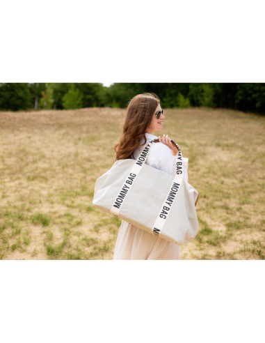 CH-CWMBBSCOW,Geanta de infasat Childhome Mommy Bag Signature Alb