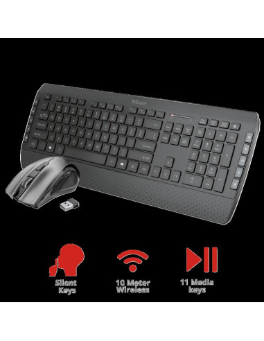 Kit tastatura si mouse Trust Tecla-2, wireless, negru,TR-23239